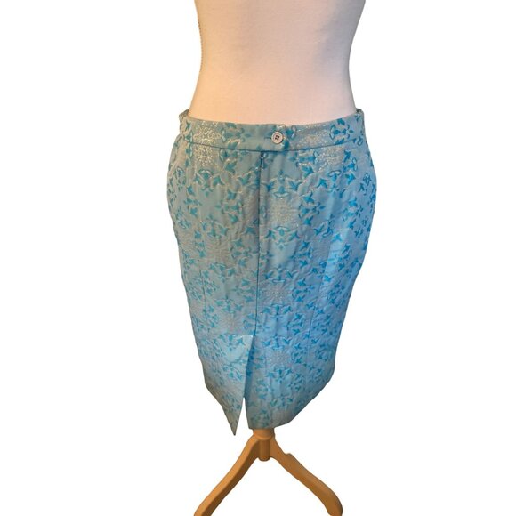 Vintage Moda International Skirt Womens 8 Used Blue Silver - Picture 5 of 13